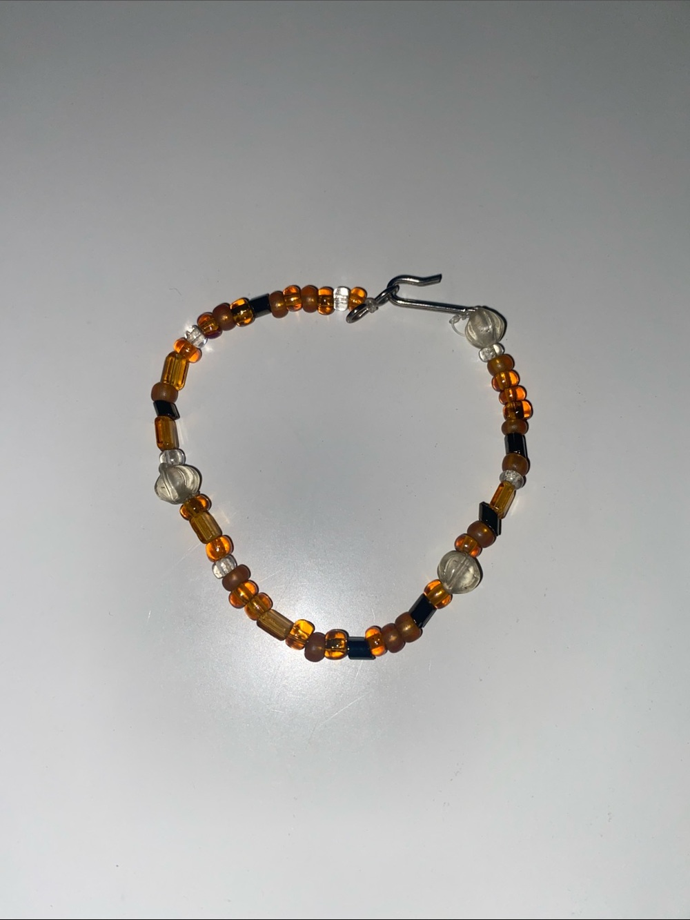 Amber Beaded Women's Bracelet - Orange and Clear Accents